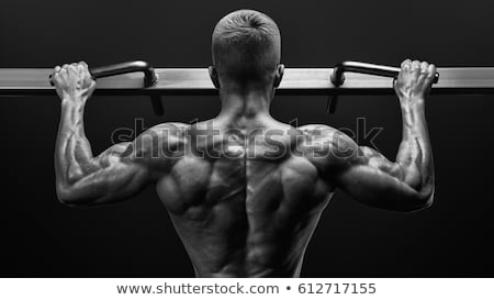 Stock fotó: Shirtless Man Doing Pull Up