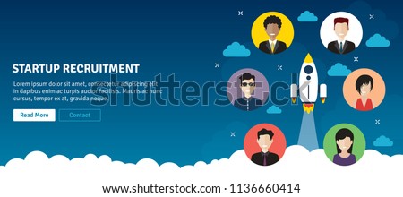 Foto stock: Rocket Flying And People Recruitment In Startup Business