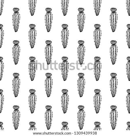 Stock photo: Dotwork Cactus Seamless Pattern