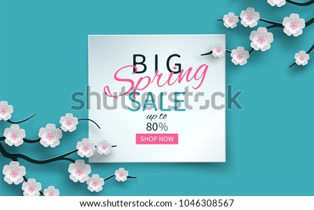 Сток-фото: Springtime Label With Flowers Web Offer Vector