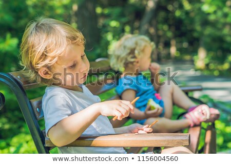 Stock foto: Conflict On The Playground Resentment Boy And Girl Quarrel