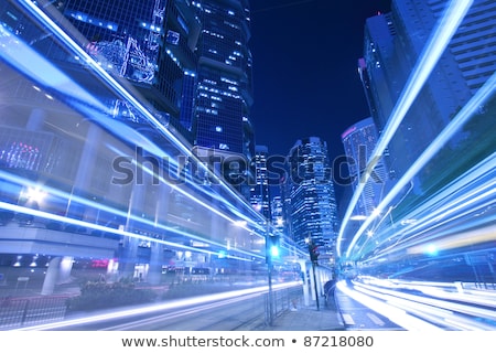 Busy Traffic In City At Night - Pearl Of The East Hong Kong Stok fotoğraf © kawing921