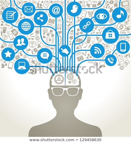 Stock foto: Human Head With Social Media Icons