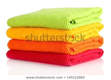 Foto stock: Stacked Colorful Towels On A
