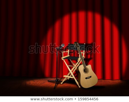 Stock fotó: Microphone And Guitar On Stage With Curtains