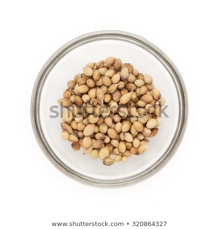Stock fotó: Top View Of Half Filled Bowl Of Organic Dried Coriander Seeds