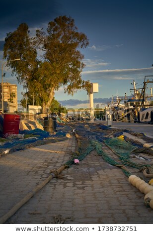 Stok fotoğraf: Cullera Port Nets In Xuquer Jucar River Of Valencia