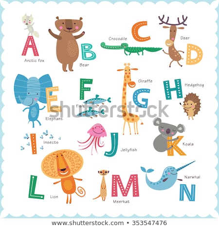 Foto stock: Kids Vector Zoo Alphabet With Animals Part 1