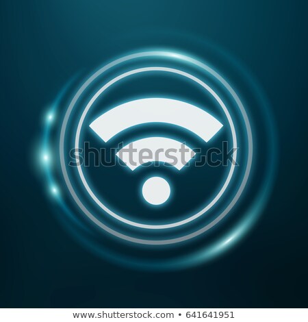 ストックフォト: Blue Wifi Tech Icon On Black Background