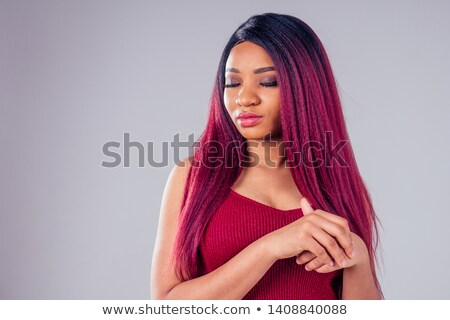 ストックフォト: Smiling African American Young Woman With Creative Makeup Posing