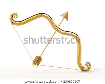 Stockfoto: Gold Bow And Arrow - Cupids Archery