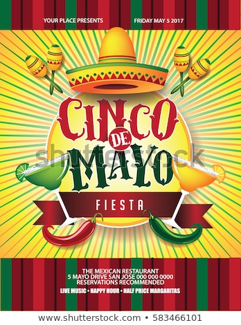 Stock photo: Cinco De Mayo Poster Design With Hat And Maracas