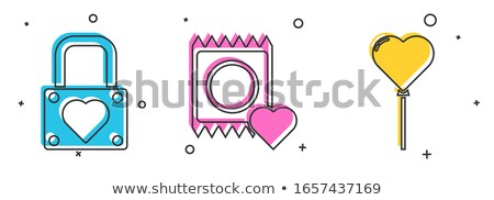 ストックフォト: Protected Love Heart In Condom Vector Illustration