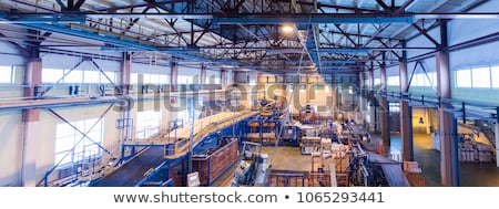 Foto stock: Fiberglass Production Industry Equipment At Manufacture Background Wide Focus Lens