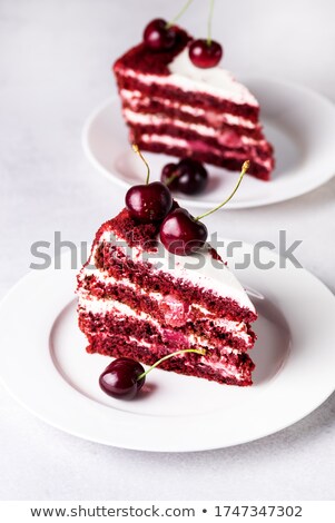 Foto stock: Red Velvet Cake Decorated With Berries