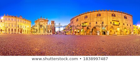 Stockfoto: Mantova Piazza Sordello Landmarks Evening Panoramic View In Ita