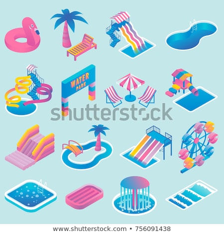 Сток-фото: Water Park Attraction Collection Icons Set Vector