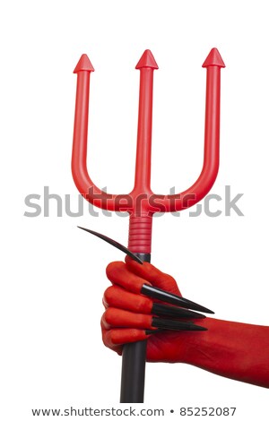 Stockfoto: Woman Devil With Trident Isolated On White