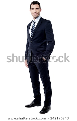 Hombre de negocios, con, mano, en, bolsillo Foto stock © stockyimages