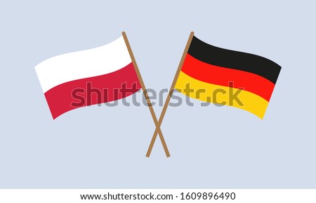 [[stock_photo]]: Banner With Two Square Flags Of Germany And Poland