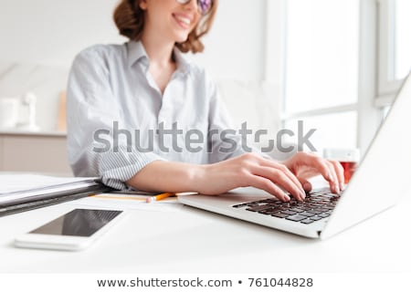 ストックフォト: Professional Business Woman Working On Laptop Hand Typing On Ke