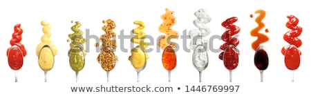 Foto stock: Spicy Mustard Splashes Isolated On White Background