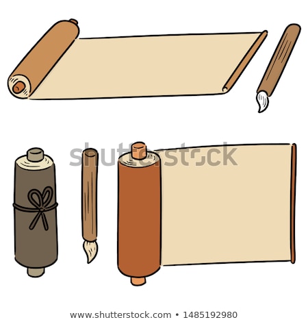 Vector Set Of Scroll And Brush Cartoon Сток-фото © olllikeballoon