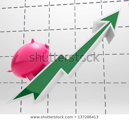 Stok fotoğraf: Climbing Piggy Shows Growth Investment And Earnings