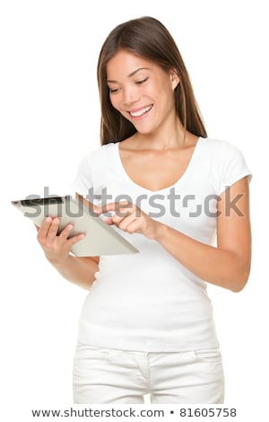 Smiling Businesswoman Or Student With Tablet Pc Stockfoto © Ariwasabi