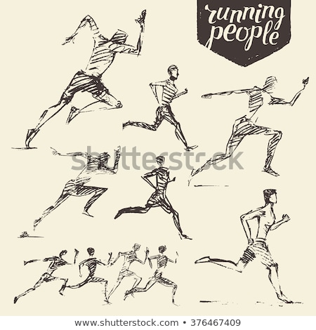 Foto stock: Running Men Sketch Icon