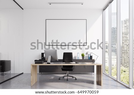 Stock photo: Blank Banner On The Office Table 3d Rendering