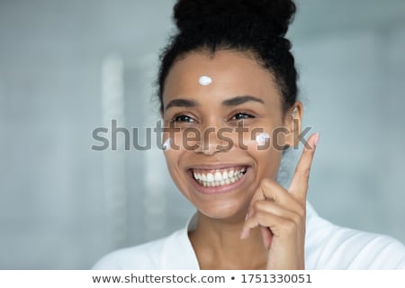 Stock fotó: Woman Wearing Bathrobe With Hands On Head