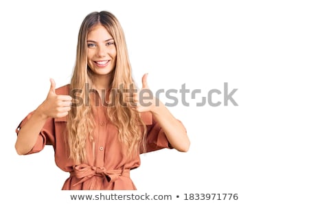 Stock fotó: Positive Young Woman With Long Hair And Blue Eyes