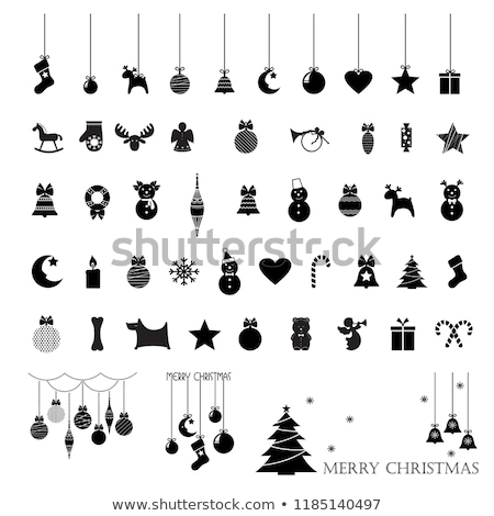 Stock photo: Greeting Card With Christmas Decorations Santas Mitten Candy