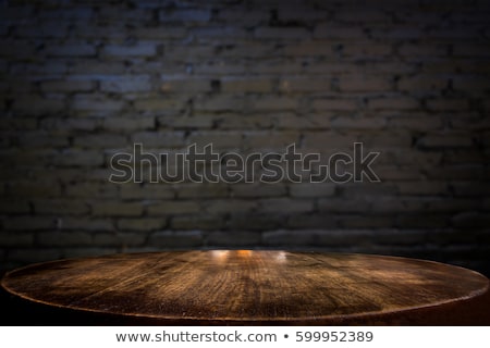Сток-фото: Selected Focus Empty Black Wooden Table And Wall Texture Or Old