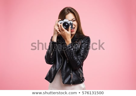 ストックフォト: Gorgeous Girl In Black Leather Jacket