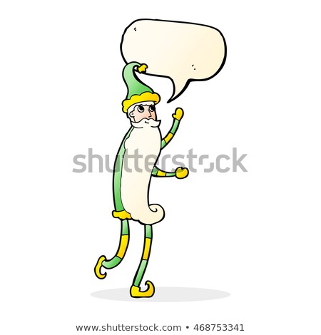 Stock photo: Cartoon Skinny Santa With Speech Bubble