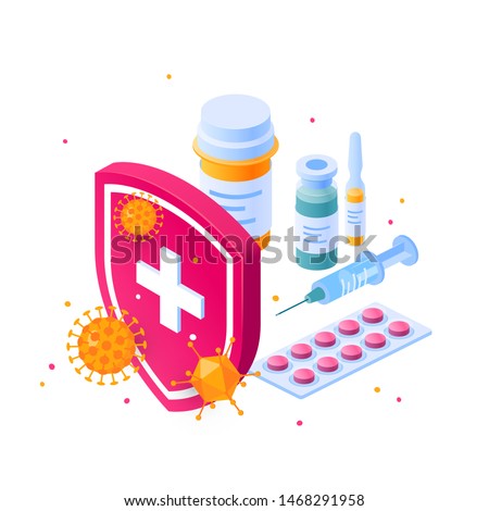 Stock fotó: Drug Bottle Virus Isometric Icon Vector Illustration