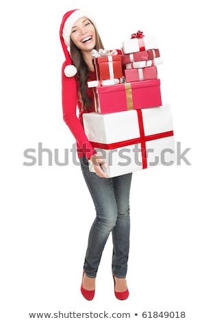 Full Body Happy Asian Christmas Woman Stockfoto © Ariwasabi