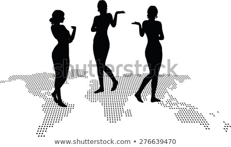 Zdjęcia stock: Woman Silhouette With Hand Gesture Presenting