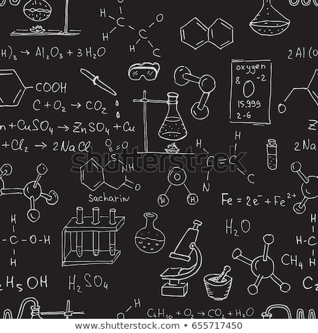 Foto d'archivio: Learn Chemistry Handwritten On Chalkboard