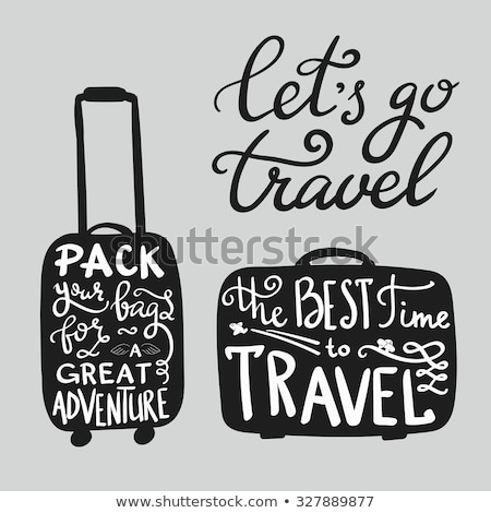 ストックフォト: Time To Travel Banners With Stickers On Suitcases