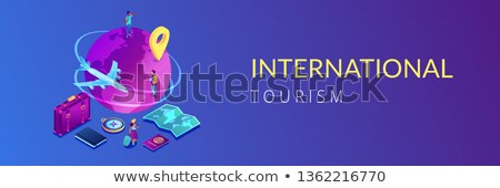 Stok fotoğraf: Global Travelling Isometric 3d Banner Header