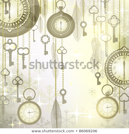 Foto stock: Silver 2012 Happy New Year Clock With Snowflakes