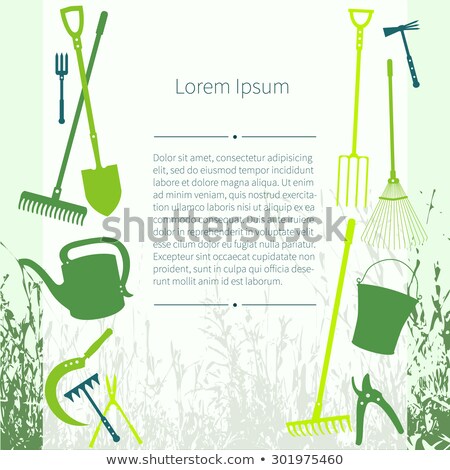 Stock fotó: Green Icons For Gardening Tools With Place For Text