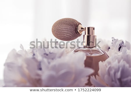 Stock photo: Vintage Fragrance Bottle As Luxe Perfume Product On Background Of Peony Flowers Parfum Ad And Beaut