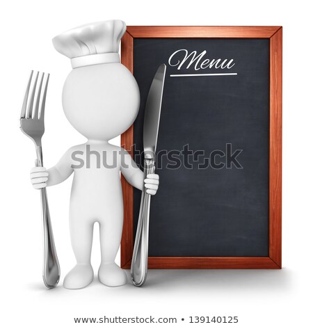 3d Small People - Cook And Menu Board Zdjęcia stock © 3dmask