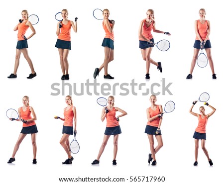 Attractive Woman With A Tennis Racquet Imagine de stoc © Elnur