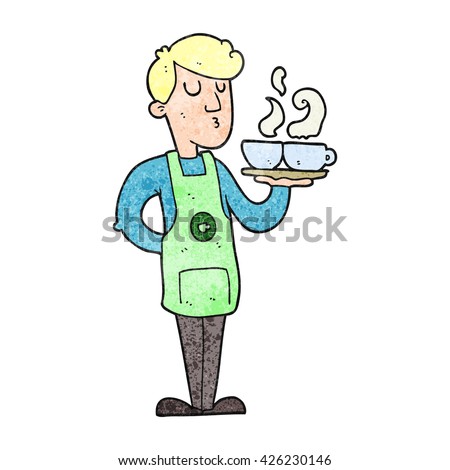Cartoon Waiter - Funny Doodle Illustration Imagine de stoc © lineartestpilot