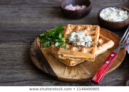 Stock photo: Savory Waffles With Corn And Mushroom Sauce